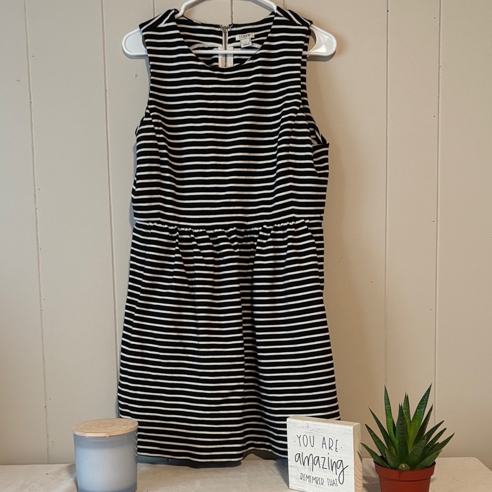 J. Crew Black and White Striped Tank Dress